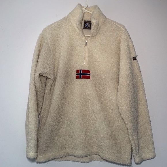 Napapijri Sherpa Fleece Size M In Ivory 